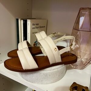 COACH HOPE LEATHER SANDALS - CHALK - WOMEN’S 8.5